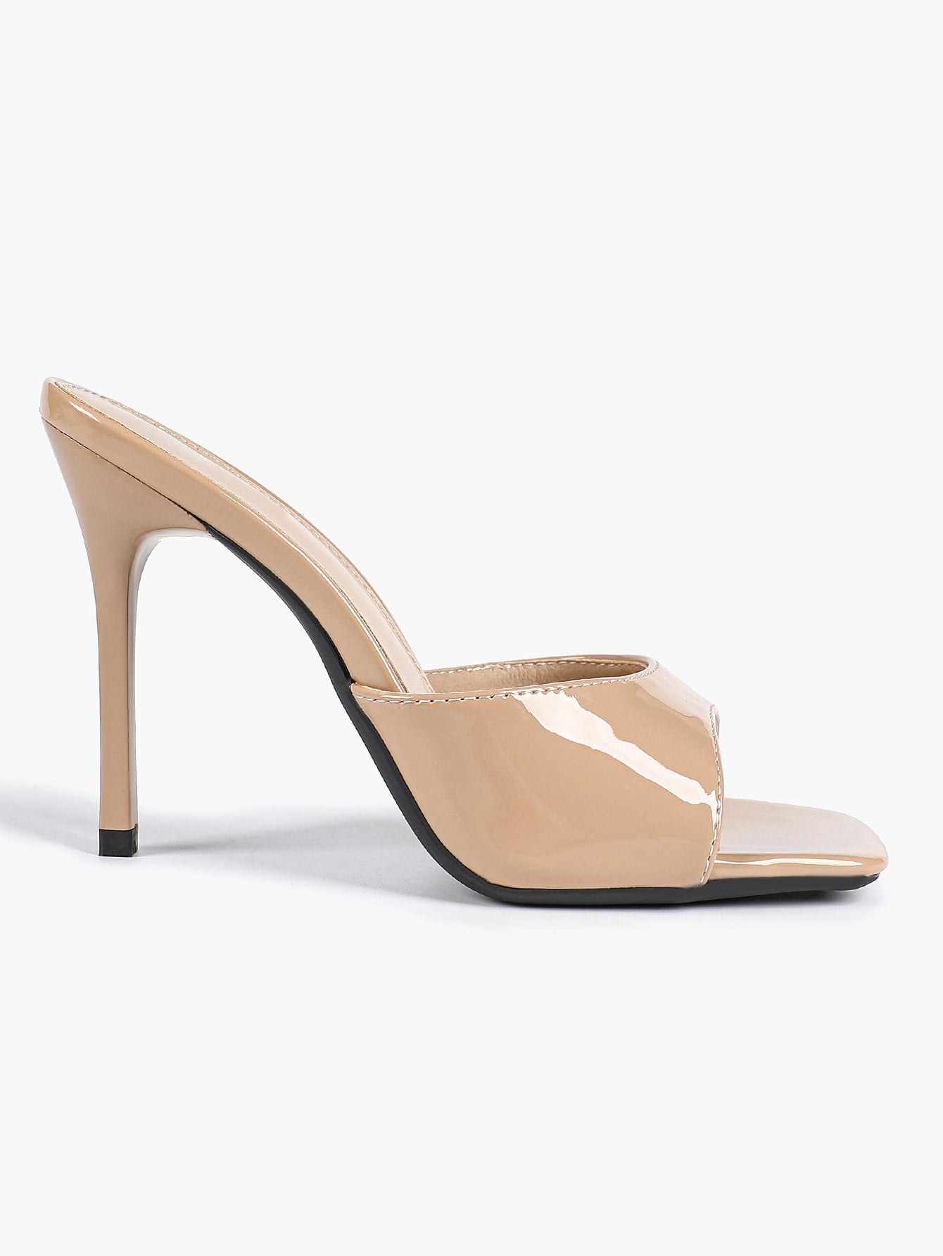 Leather Square Toe High Heel Mules Slip-On Stiletto Sandals Wedding Casual Shoes