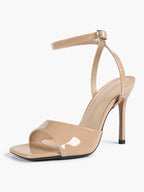 Women's Black Square Toe Ankle Strap Heeled Sandals Wedding Party Casual Shoes