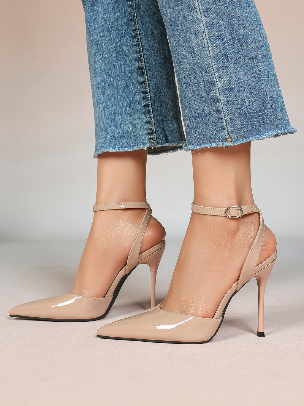 Classic Pointed Toe Ankle Strap Stilettos - Formal Event Heels