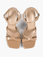 Silver Metallic Cross Strap Ankle Strap Heeled Sandals Stiletto Pumps  Evening Party
