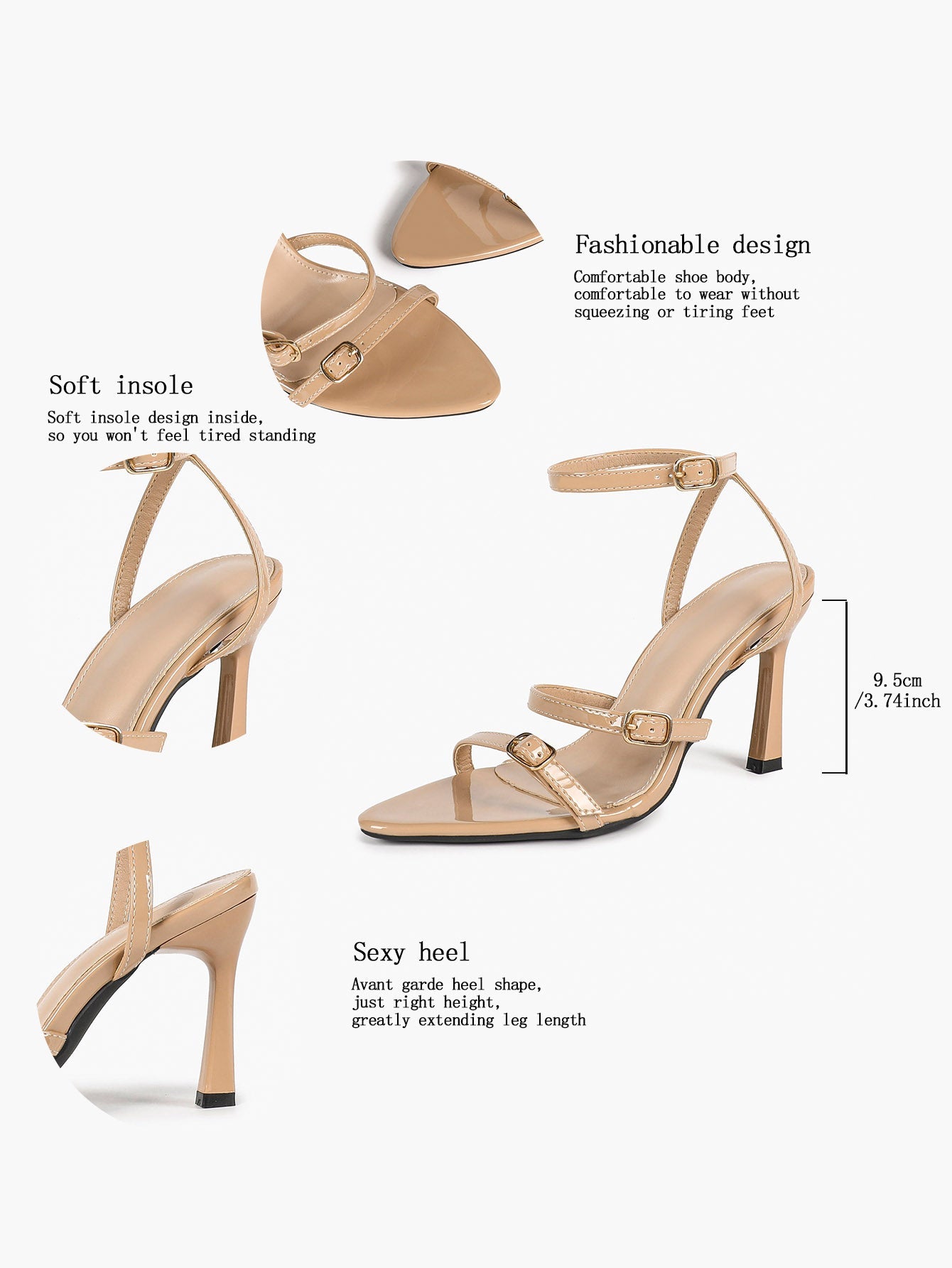 Custom-Fit Patent Sandals - 3 Adjustable Buckles for a Perfect Fit on Any Foot