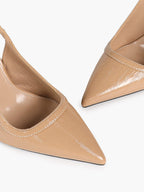 Midnight Gloss: Black Reptile-Print Slingback Heels for Effortless Evening Glamour