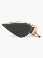 The Gilded Dream: Beige Sequin Mesh Stilettos for Elegant Evening Affairs