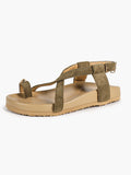Olive Suede Crisscross Strap Sandals with Gold-Tone Hardware