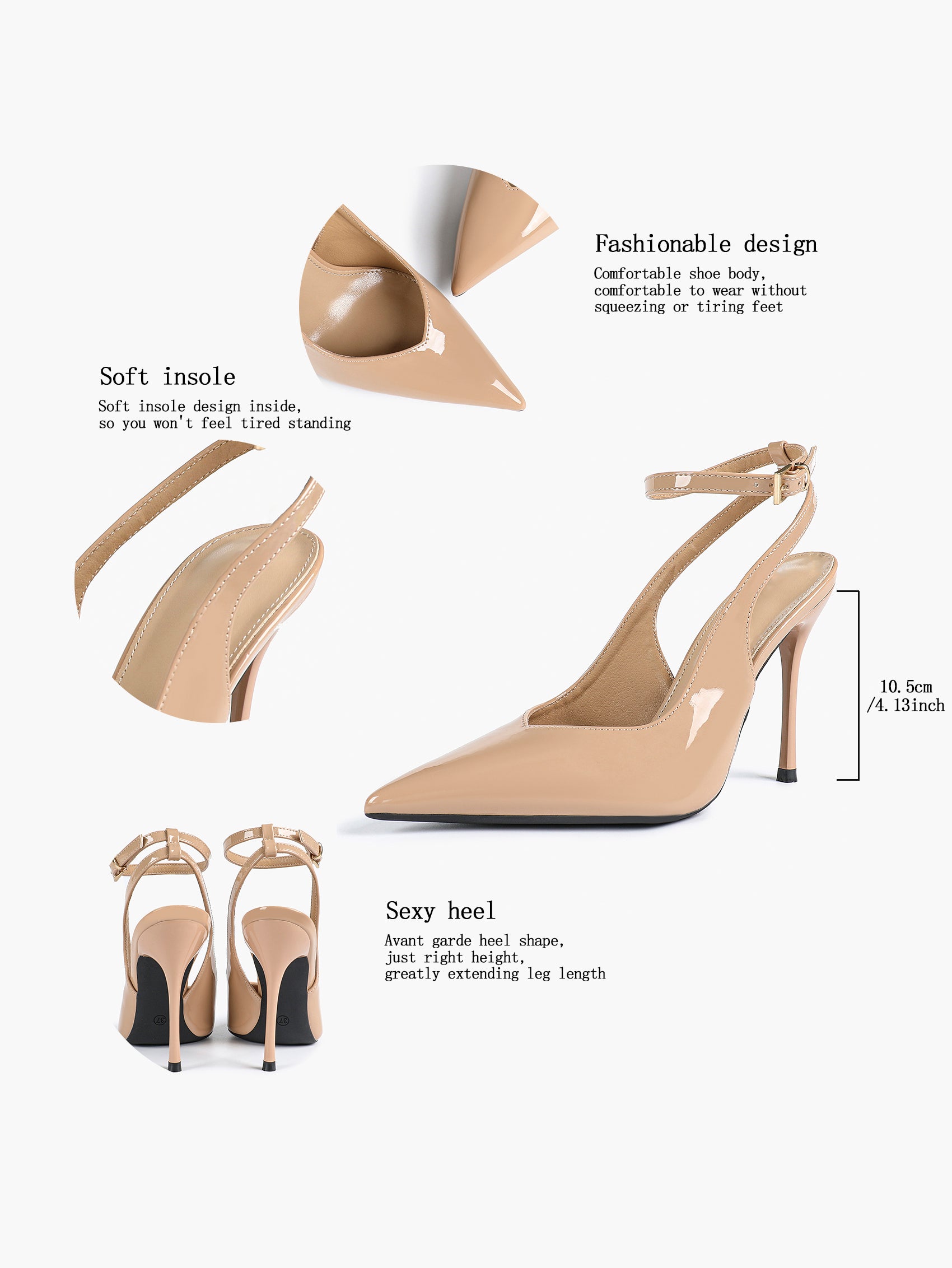 Pointed Toe Ankle Strap Classic Heels – Office Evening Pumps