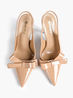 Pointed Toe Bow Detail Slingback Heels - Office Formal Evening Pumps