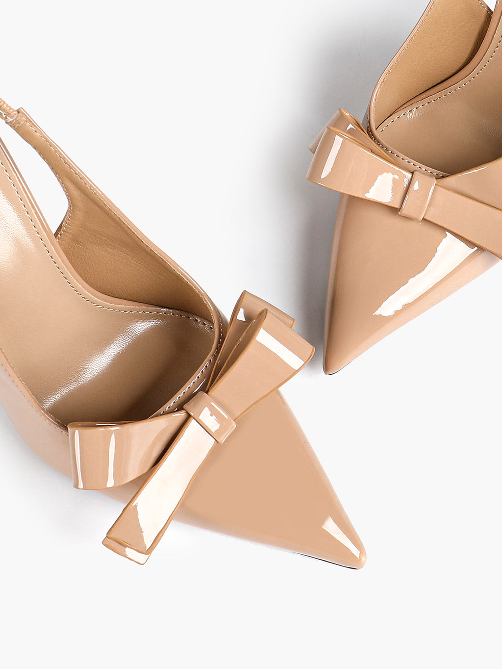 Pointed Toe Bow Detail Slingback Heels - Office Formal Evening Pumps