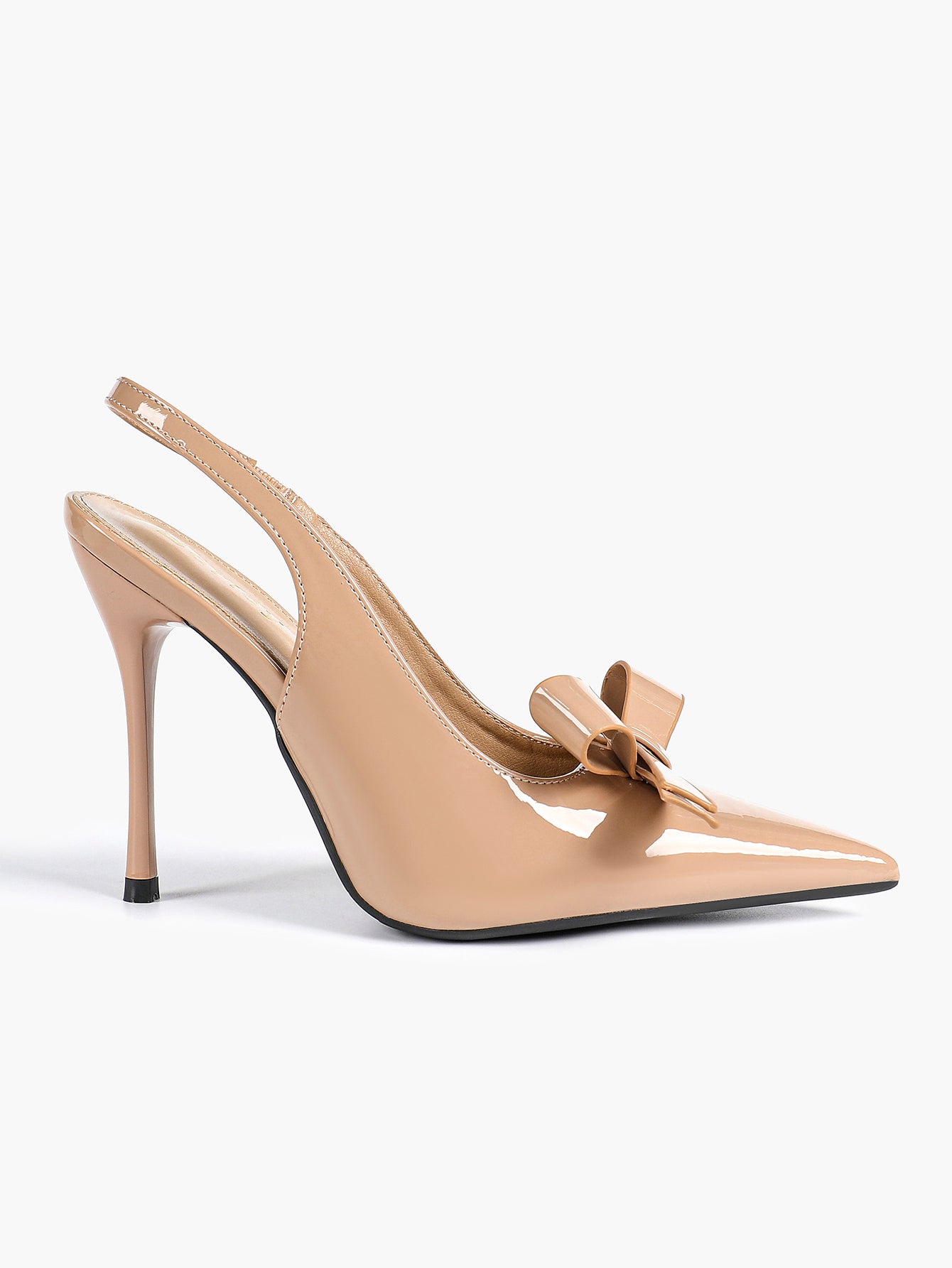 Pointed Toe Bow Detail Slingback Heels - Office Formal Evening Pumps