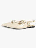 Pointed Toe Slingback Flats Crisscross Strap Mary Janes Casual Shoes