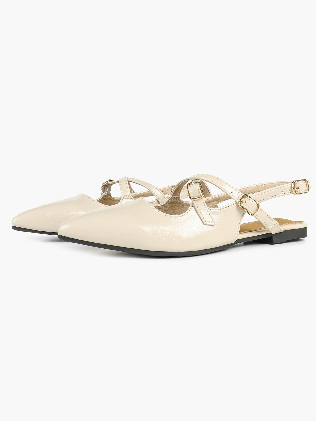 Pointed Toe Slingback Flats Crisscross Strap Mary Janes Casual Shoes