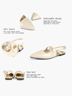 Pointed Toe Slingback Flats Crisscross Strap Mary Janes Casual Shoes