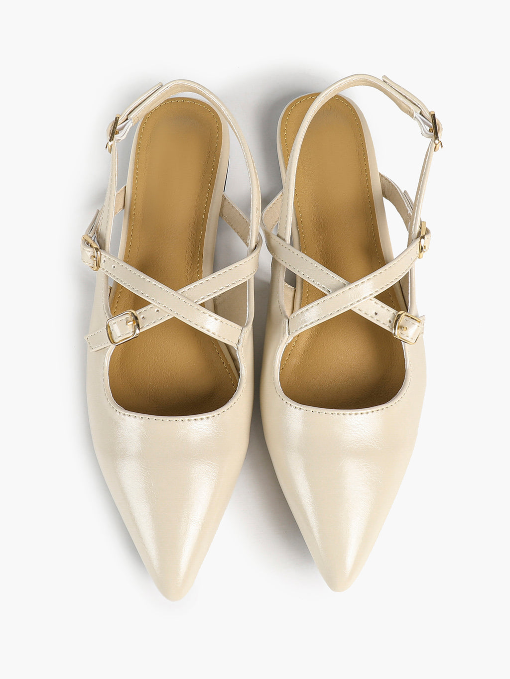 Pointed Toe Slingback Flats Crisscross Strap Mary Janes Casual Shoes