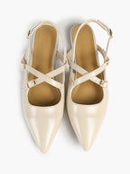 Pointed Toe Slingback Flats Crisscross Strap Mary Janes Casual Shoes