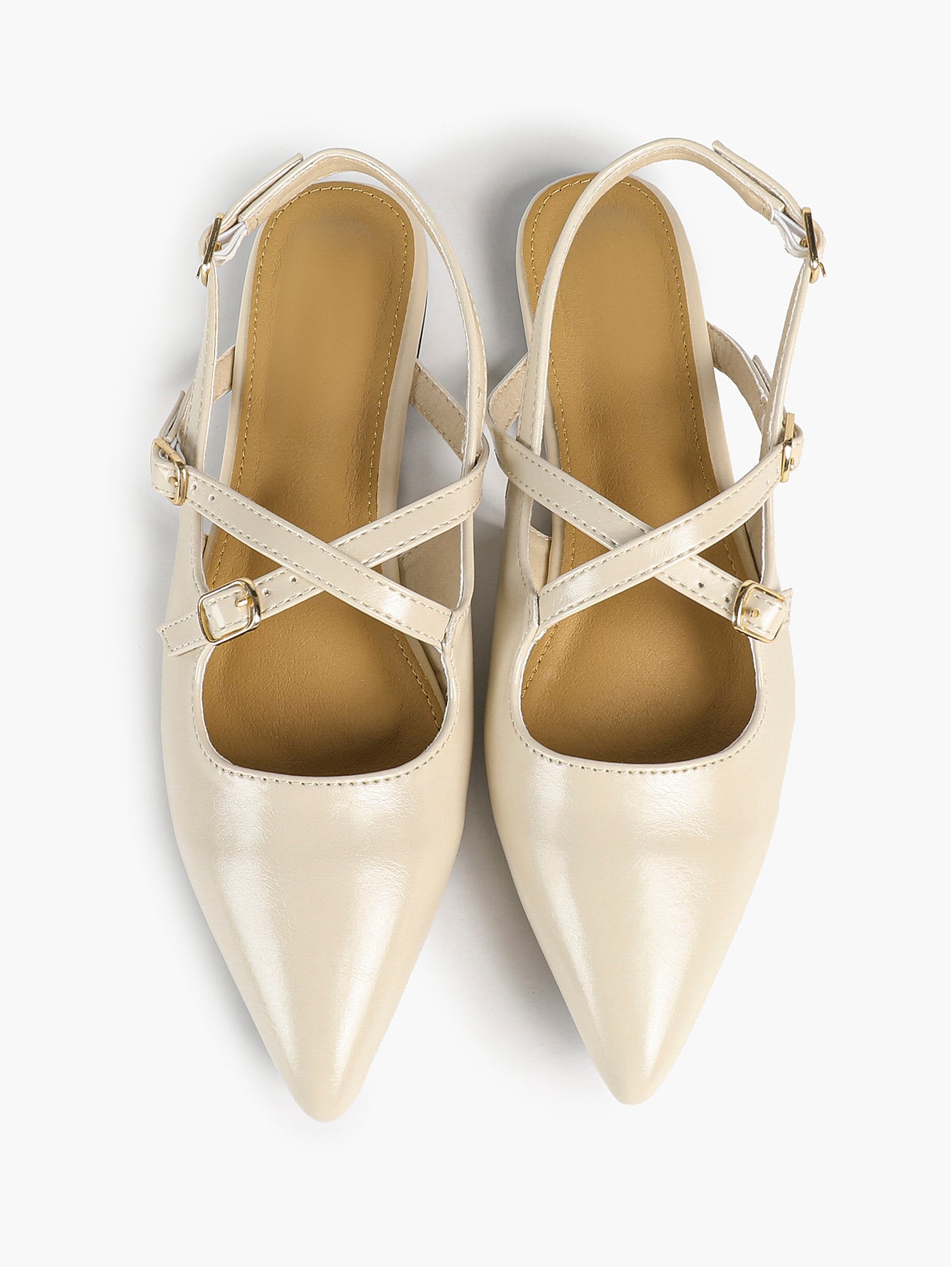 Pointed Toe Slingback Flats Crisscross Strap Mary Janes Casual Shoes
