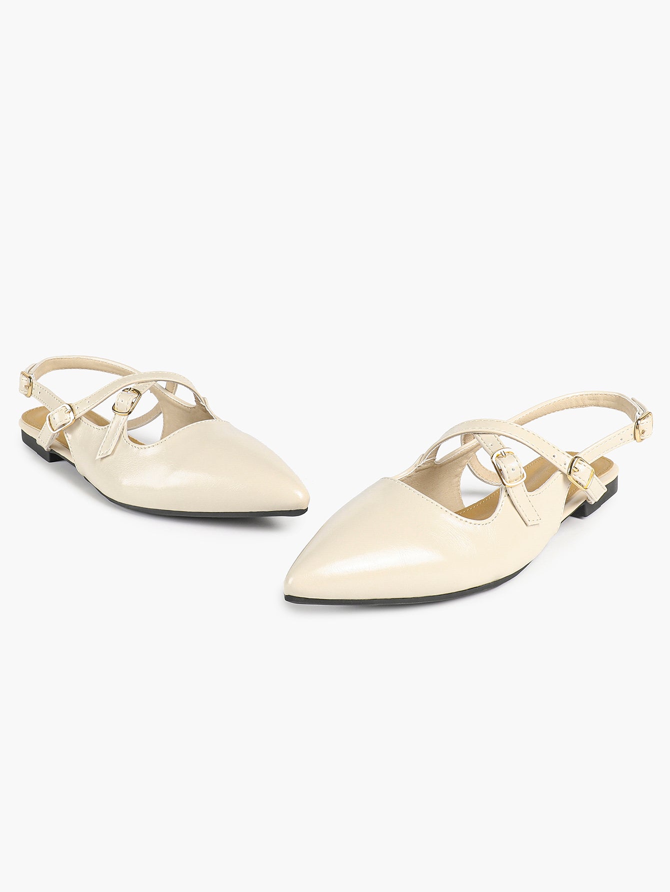 Pointed Toe Slingback Flats Crisscross Strap Mary Janes Casual Shoes