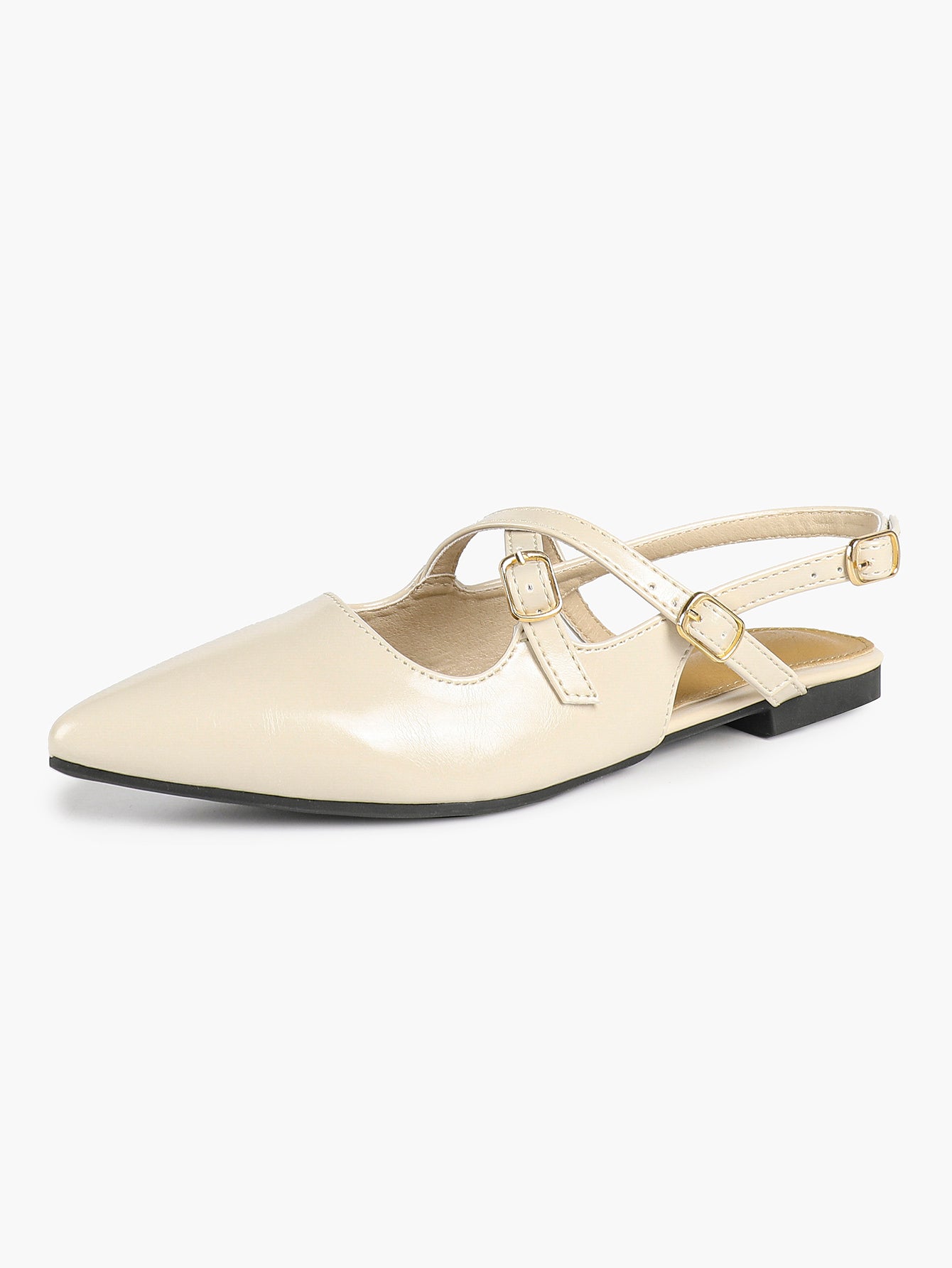 Pointed Toe Slingback Flats Crisscross Strap Mary Janes Casual Shoes