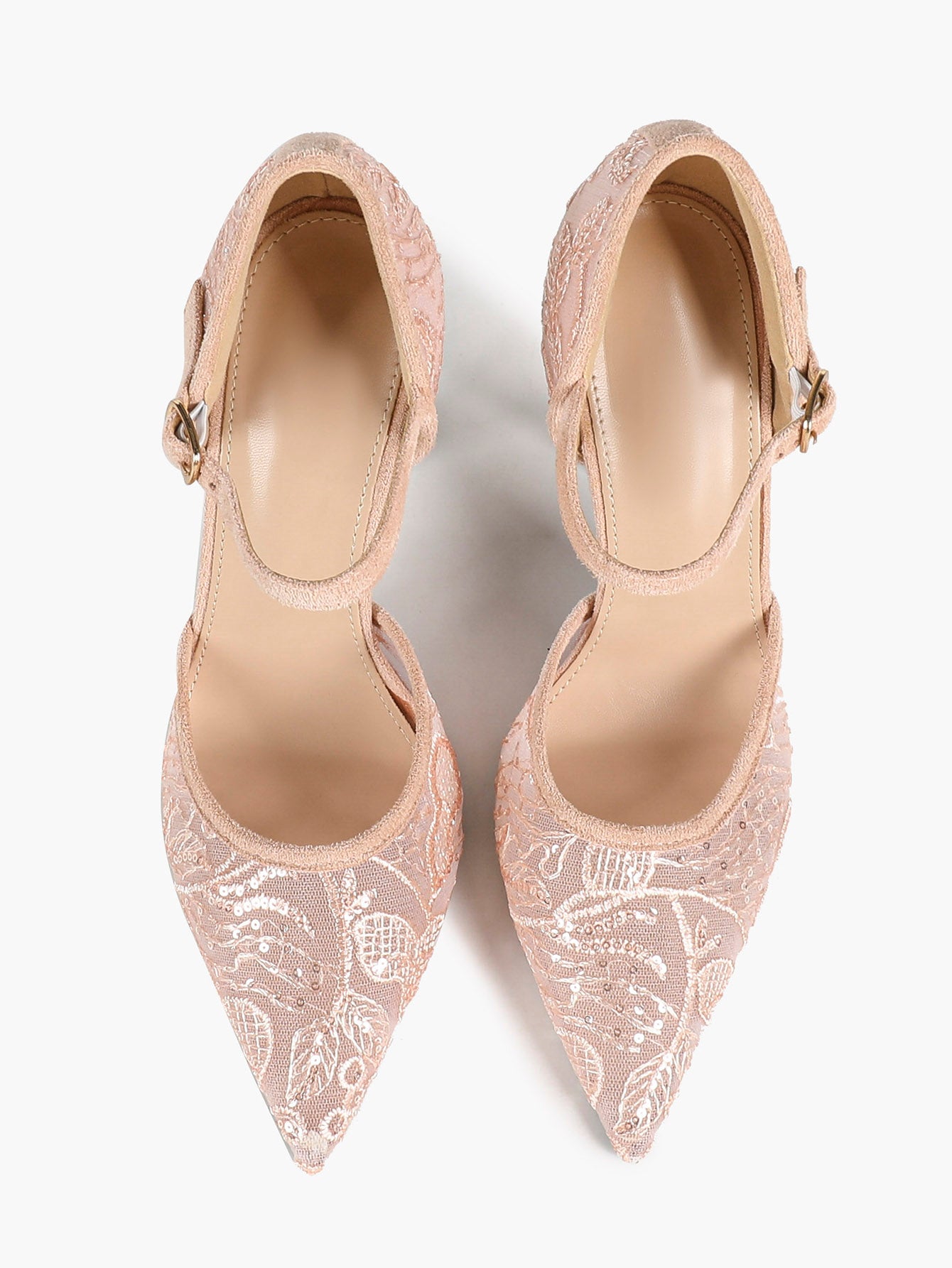 The Gilded Dream: Beige Sequin Mesh Stilettos for Elegant Evening Affairs