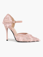 The Gilded Dream: Beige Sequin Mesh Stilettos for Elegant Evening Affairs