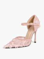 The Gilded Dream: Beige Sequin Mesh Stilettos for Elegant Evening Affairs