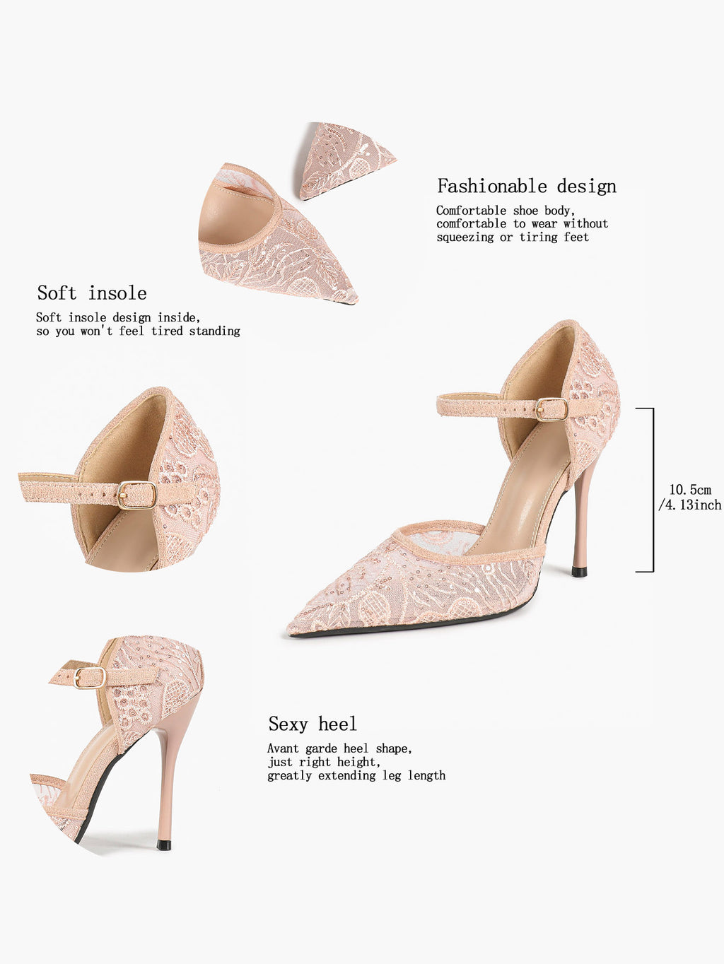 The Gilded Dream: Beige Sequin Mesh Stilettos for Elegant Evening Affairs