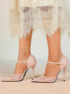 The Gilded Dream: Beige Sequin Mesh Stilettos for Elegant Evening Affairs