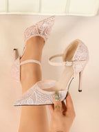 The Gilded Dream: Beige Sequin Mesh Stilettos for Elegant Evening Affairs