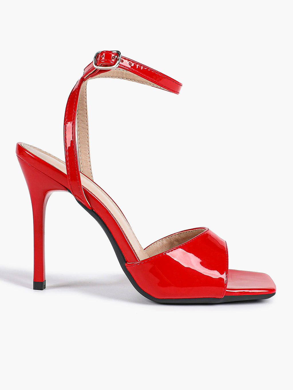 Women's Black Square Toe Ankle Strap Heeled Sandals Wedding Party Casual Shoes