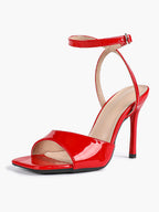 Women's Black Square Toe Ankle Strap Heeled Sandals Wedding Party Casual Shoes