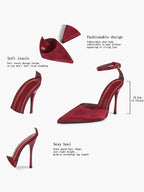 The Rouge Staple: Glossy Satin Slingback Pumps for Weddings & Evening Galas