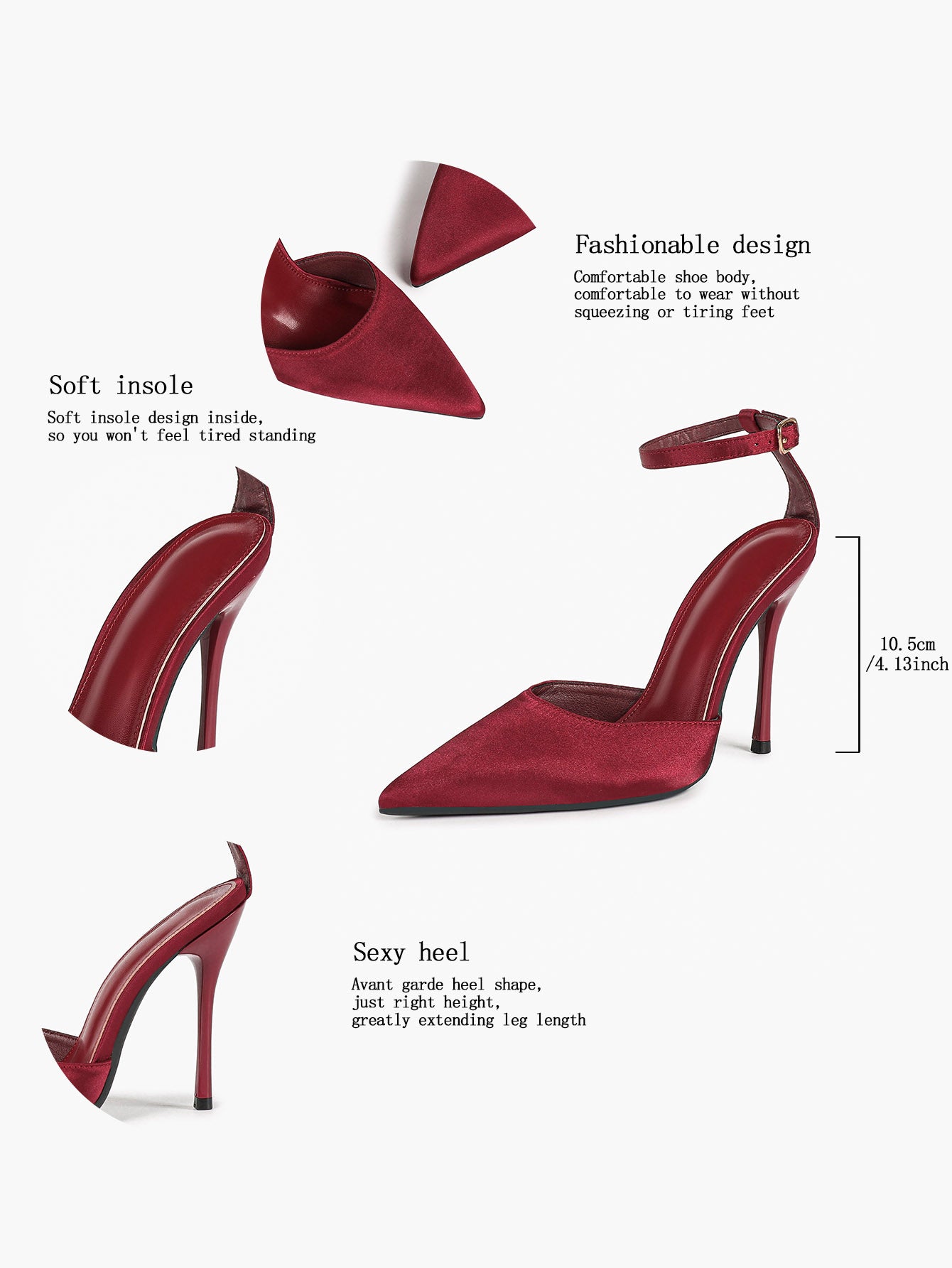 The Rouge Staple: Glossy Satin Slingback Pumps for Weddings & Evening Galas