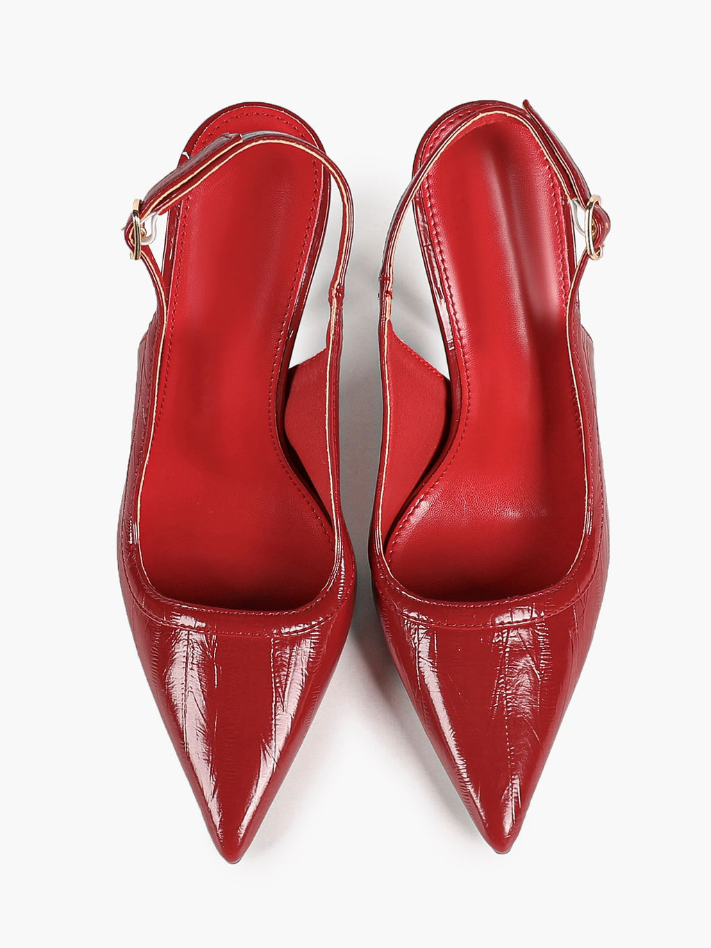 Midnight Gloss: Black Reptile-Print Slingback Heels for Effortless Evening Glamour