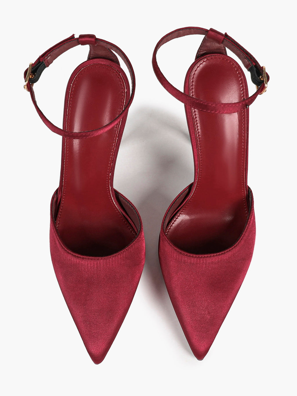 The Rouge Staple: Glossy Satin Slingback Pumps for Weddings & Evening Galas