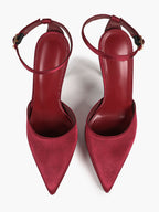 The Rouge Staple: Glossy Satin Slingback Pumps for Weddings & Evening Galas