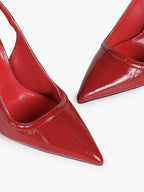 Midnight Gloss: Black Reptile-Print Slingback Heels for Effortless Evening Glamour
