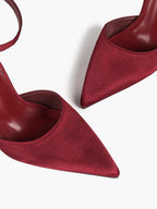 The Rouge Staple: Glossy Satin Slingback Pumps for Weddings & Evening Galas