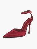 The Rouge Staple: Glossy Satin Slingback Pumps for Weddings & Evening Galas