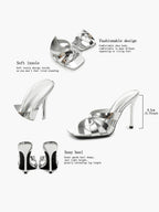 Patent Leather Crisscross Strap High Heel Mules Square Toe Slip-On Daily Wear