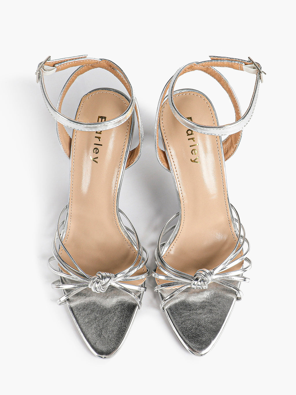 Gold Metallic Knotted Multi-Strap Open Toe Ankle Strap High Heel Sandals