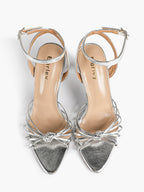 Gold Metallic Knotted Multi-Strap Open Toe Ankle Strap High Heel Sandals