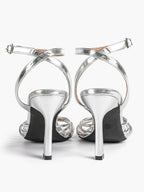 Gold Metallic Knotted Multi-Strap Open Toe Ankle Strap High Heel Sandals