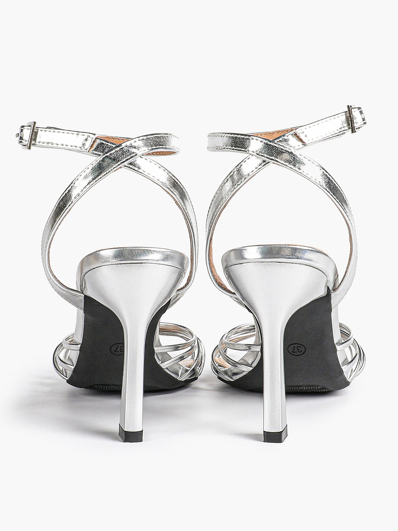 Gold Metallic Knotted Multi-Strap Open Toe Ankle Strap High Heel Sandals