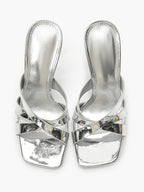 Patent Leather Crisscross Strap High Heel Mules Square Toe Slip-On Daily Wear