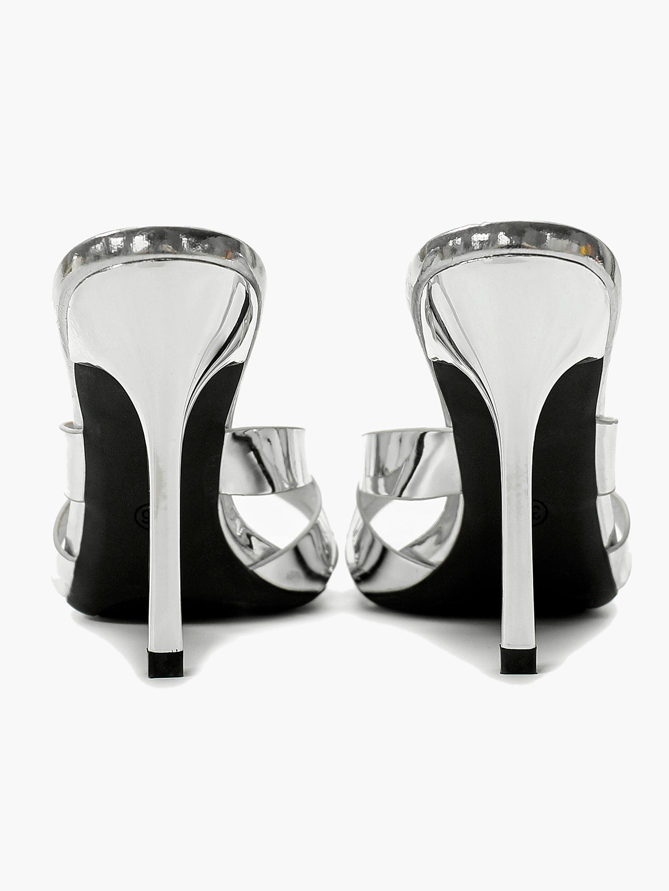 Patent Leather Crisscross Strap High Heel Mules Square Toe Slip-On Daily Wear