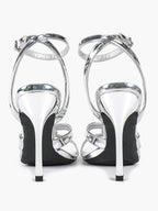 Silver Metallic Cross Strap Ankle Strap Heeled Sandals Stiletto Pumps  Evening Party