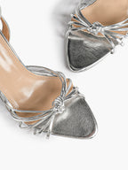 Gold Metallic Knotted Multi-Strap Open Toe Ankle Strap High Heel Sandals