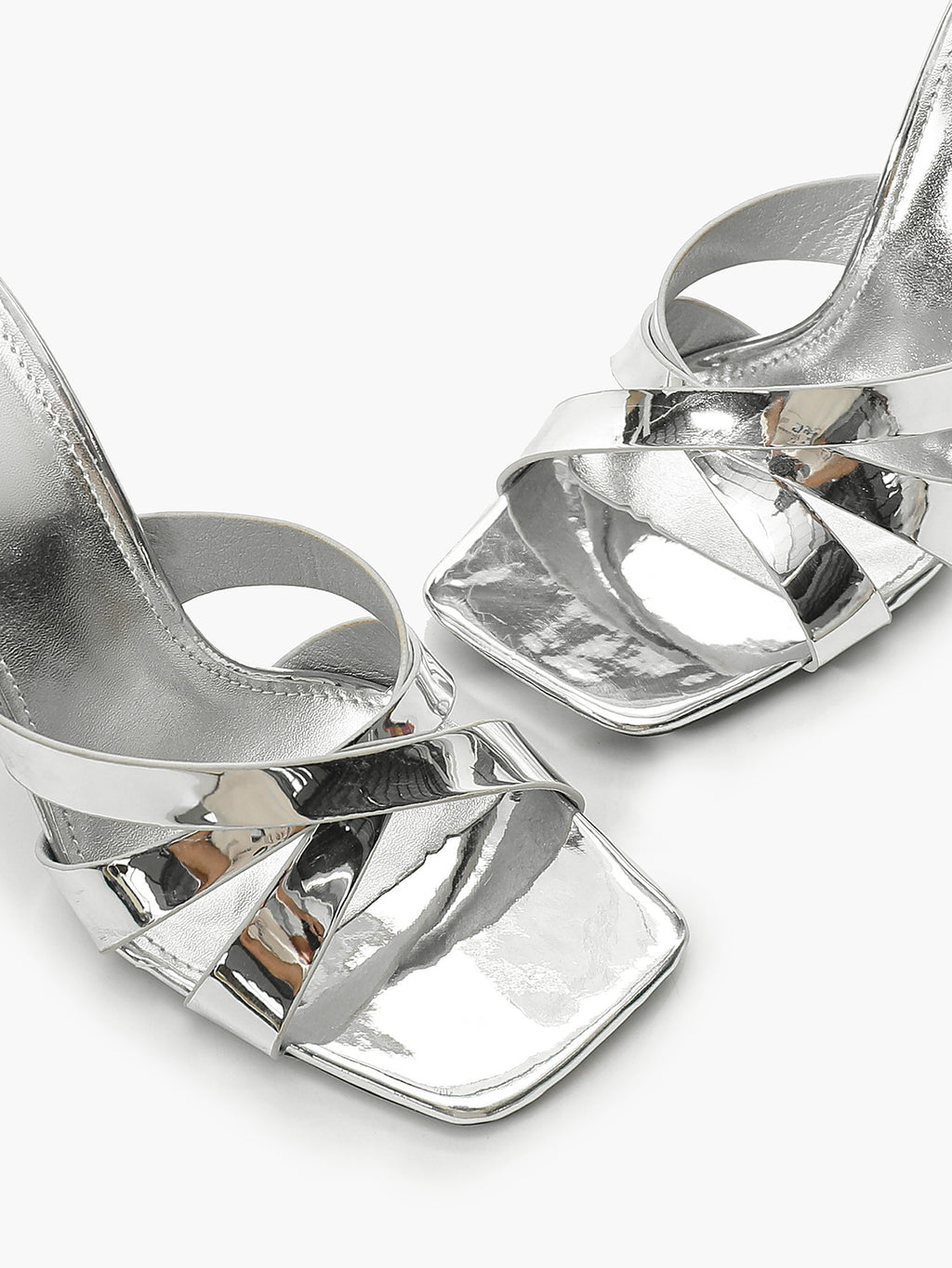 Patent Leather Crisscross Strap High Heel Mules Square Toe Slip-On Daily Wear