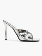 Patent Leather Crisscross Strap High Heel Mules Square Toe Slip-On Daily Wear