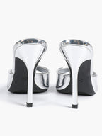 Leather Square Toe High Heel Mules Slip-On Stiletto Sandals Wedding Casual Shoes