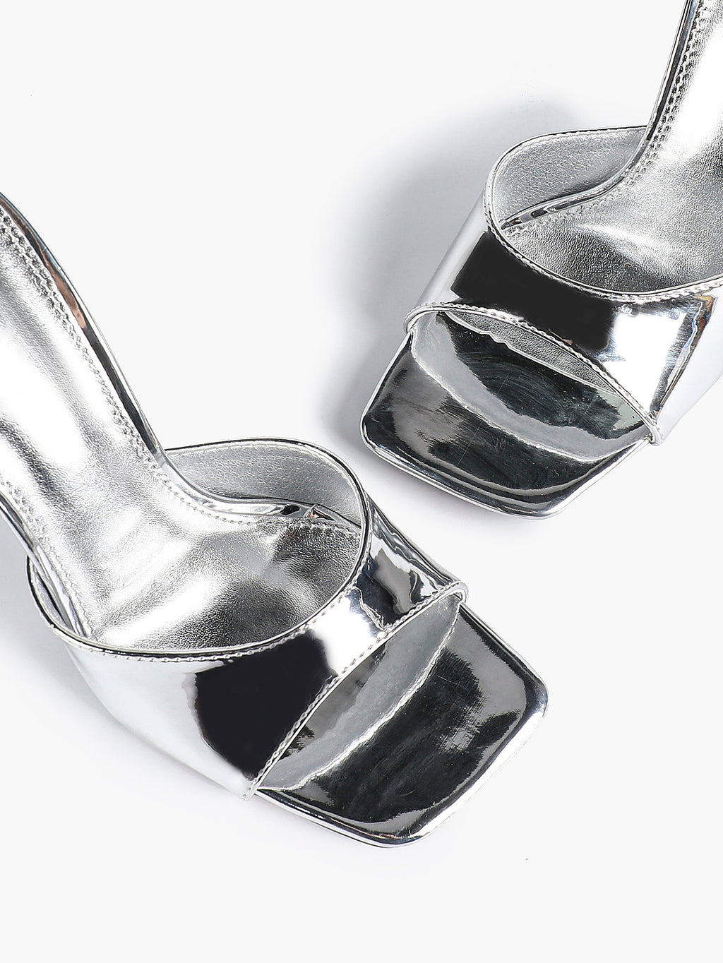 Leather Square Toe High Heel Mules Slip-On Stiletto Sandals Wedding Casual Shoes