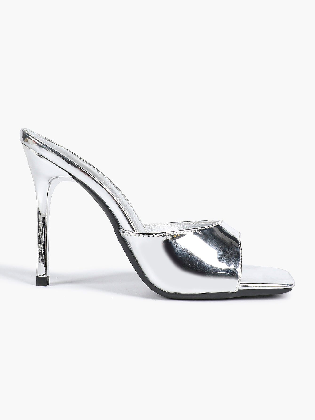 Leather Square Toe High Heel Mules Slip-On Stiletto Sandals Wedding Casual Shoes